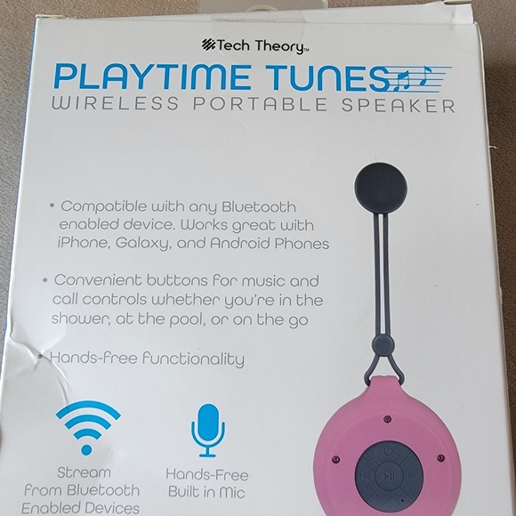 Platime Portable Wireless Pink Suction Speaker Waterproof - Picture 2 of 3